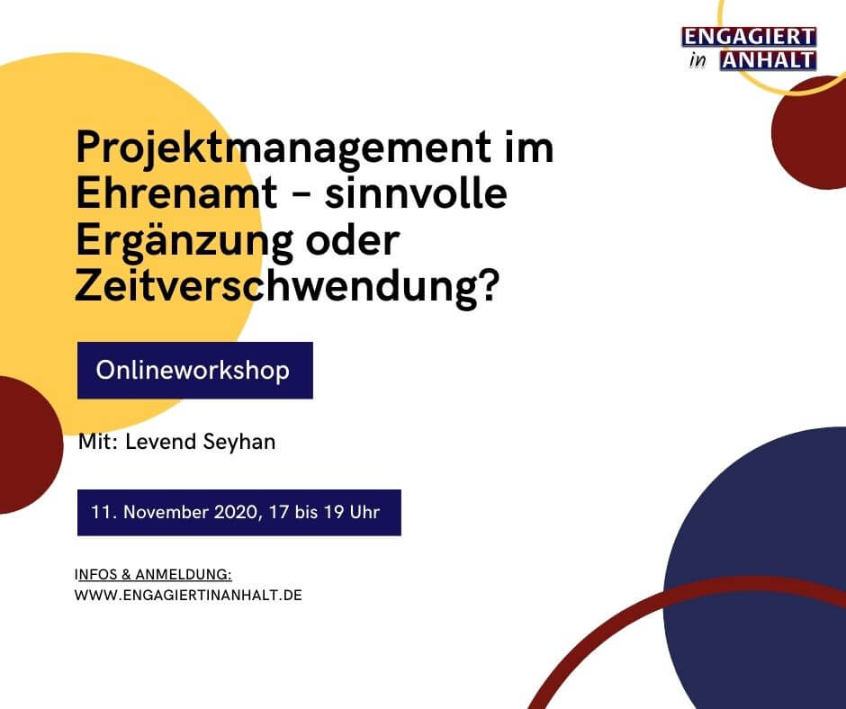 Engagiert in Anhalt – Demokratiewochen 2020 – Workshop Projektmanagement
